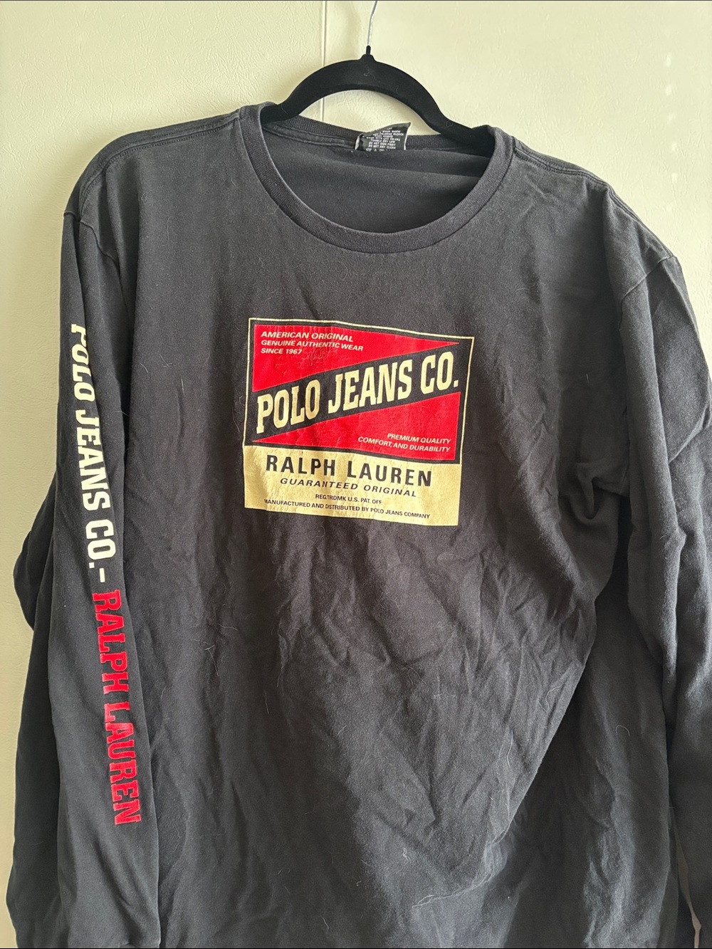 Ralph Lauren Polo Jeans Co. Men's Black Long-Sleeve Graphic Shirt